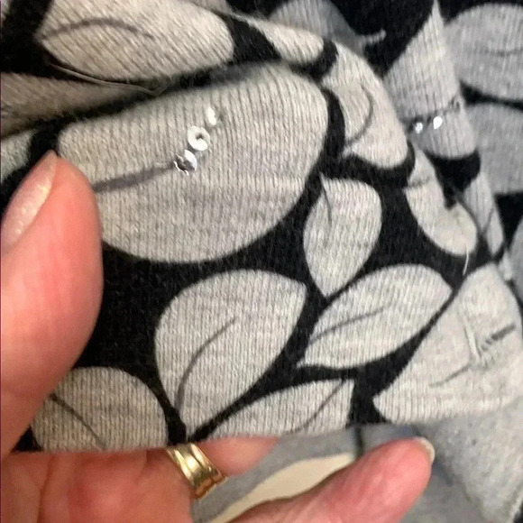 Charter Club NWOT black and silver w reflective sequins Holiday  season cardigan - Picture 7 of 8